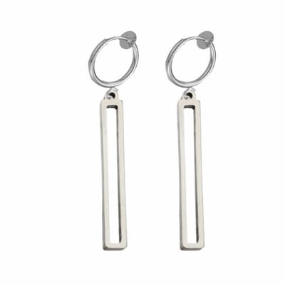 Klem oorbellen zilverkleur bar hanger- geen gaatje- Charme Bijoux