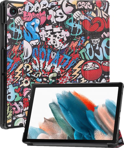 Hoesje Geschikt voor Samsung Galaxy Tab A8 - Dun & Stevig - Trifold Bookcase - Hard Cover - Hardcover Book Case - Tablet Hoes - Graffity