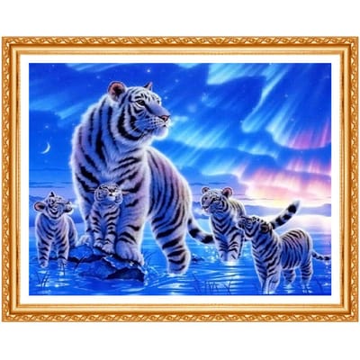 Diamant Schilderij Diamant Borduurwerk Dieren Tijger 5d Diy Diamant Schilderij Volledig Rond Diamant Verf 20X30CM blue