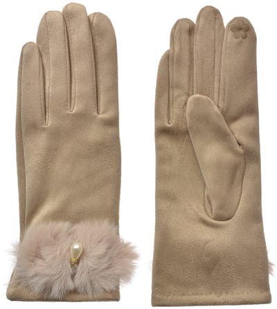 Clayre & Eef Handschoenen Winter 9x23 cm Beige Polyester