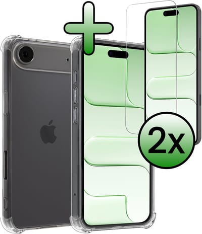 Hoesje Met Screenprotector - 2 Stuks - Geschikt voor Apple iPhone Air - Sterk & Shockproof - Siliconen Case - Back Cover - Telefoon Hoes - Shock Proof - Transparant