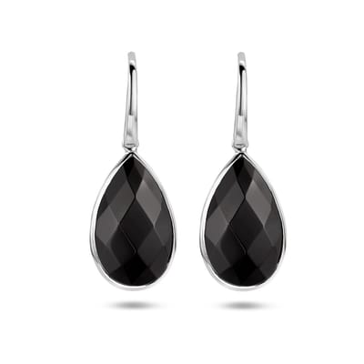 Glams oorhangers onyx franse haak - Zilver
