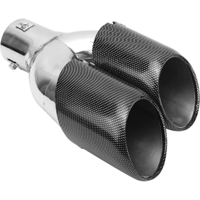 Embout d'échappement double tube style fibre de carbone entièrement soudé ensemble acier inoxydable 304 universel gray
