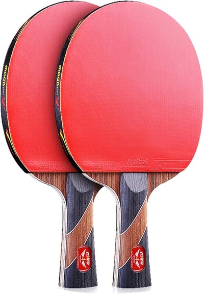 Tafeltennisbatjes Set - Ping Pong Rackets - Sport & Spel - 7 Laags Hout - 2 Stuks - Natuurlijk