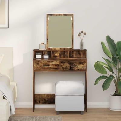 vidaXL - Kaptafel - Rook - Eiken - 79 - x - 41 - x - 140 - cm - Bewerkt - hout