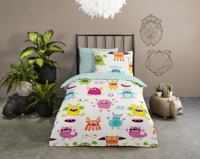 Good Morning dekbedovertrek monsters - 1 persoons 140x200/220 cm - Multi - 100% Katoen renforc�
