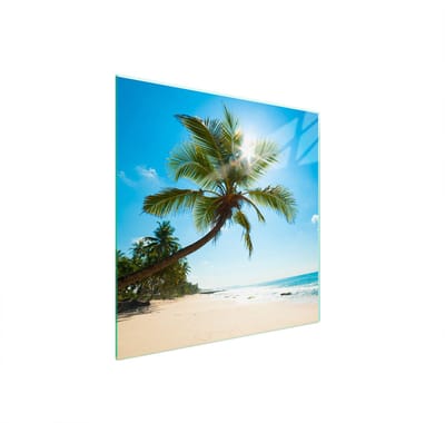 TMK ArtDeko Serie - Glazen Beschermplaat - 50x52 cm - Strand - Voor Alle Soorten Kookplaten