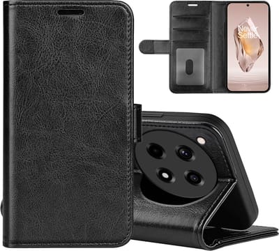 MobyDefend Hoesje - Geschikt voor OnePlus 12R - Wallet Book Case (Sluiting Achterkant) - Zwart