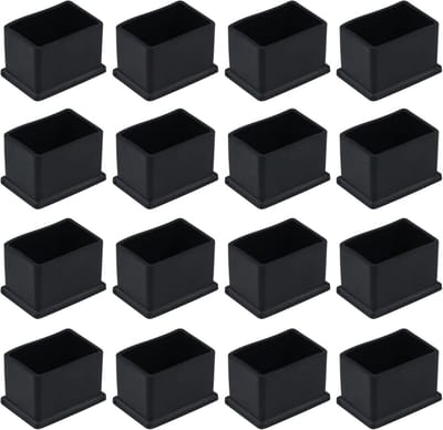 16x Zwarte Rechthoekige Meubel Doppen voor Tafels en Stoelen - PVC Beschermers
