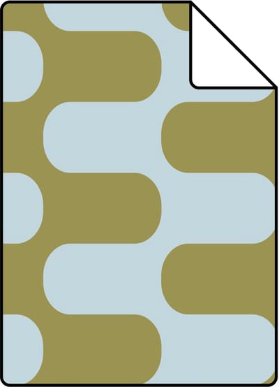 Proefstaal ESTAhome behang golvende lijnen groen en blauw - 26.5 x 21 cm - 131833-S