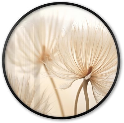 Poster in lijst Rond - Fotolijst 60x60 cm - Posters - Bloemen - Beige - Natuur - Ronde posterlijst zwart - Decoratie - Wanddecoratie woonkamer - Muurdecoratie slaapkamer