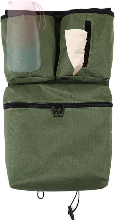 Kinderwagen Organizer - Reiswieg Accessoires - Baby Spullen Opslag - Uniek Ontwerp - 20 x 30 cm - Legergroen