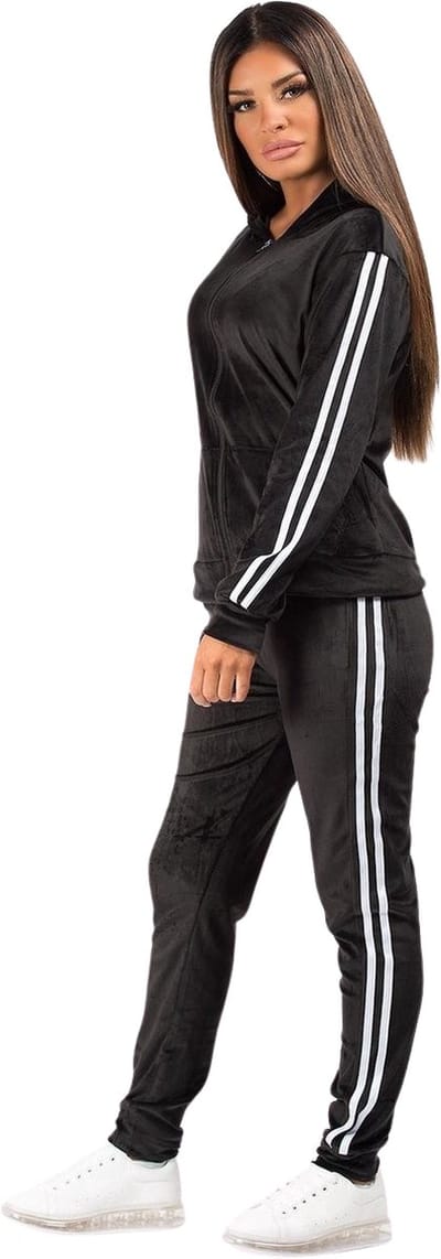 Premium Dames Trainingspak / Tracksuit / Joggingspak | Sport kleding | Zwart-Wit - XL