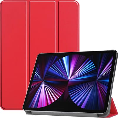 Hoesje - Geschikt voor Apple iPad Pro (2021) - 11 inch - 3e generatie - Dun & Stevig - Hardcover Book Case - Trifold Bookcase Hoes - Hard Cover - Tablethoes - Rood