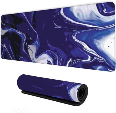 XXL Muismat - Bureaumat Groot - Gaming Kantoor - Antislip Basis - 160x80cm - Blauw Wit