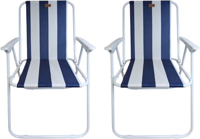 Bora Bora Campingstoel Inklapbaar- 2 Stuks - Klapstoel - Vouwstoel - Strandstoel - Opvouwbaar – Stijlvol – Outdoor Activiteiten – Zitbreedte 43 cm - Wit/Blauw