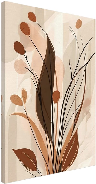 Canvas Schilderij - Boho – Autumn growth 100x150 cm - Bloemen en Planten Wanddecoratie Woonkamer & Slaapkamer