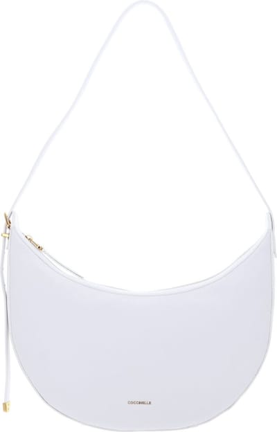 COCCINELLE Leren Schoudertas Coccinelle Gleen Handbag Grained Leather Brillant White Wit