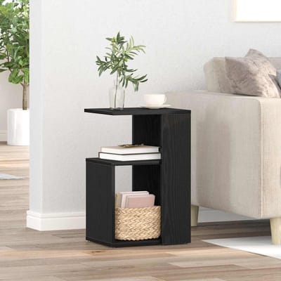 vidaXL - Bijzettafel - Zwart - Eiken - 36 - x - 30 - x - 56 - cm - Bewerkt - hout