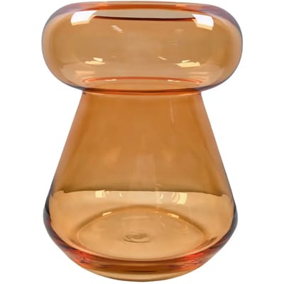 Present Time Vaas Excelente - Oranje - 20.5x20.5x26cm - Glas - Modern - Bloemenvaas - Woondecoratie - Decoratieve vaas voor woonkamer of slaapkamer