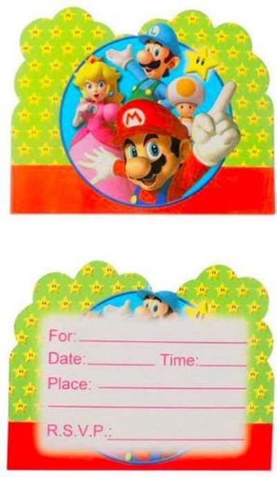 ProductGoods - 10 Stuks Verjaardag Uitnodigingskaartjes Super Mario - Uitnodigingskaarten Mario - Verjaardagsfeest - Themafeest - Kinderfeestje - Invulbaar - Mario - Kinderen