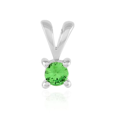 Cavill - Zilveren Hanger 925 Sterling Zilver - 0,26 ct Ronde Tsavoriet Groen - V-vormige Zetting - Edelstenen Sieraden