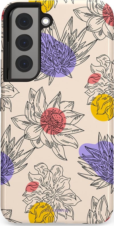 Casetastic Hoesje Geschikt voor Samsung S22 - Stijlvolle Beschermende Duo-layer Case - Bloemenschets