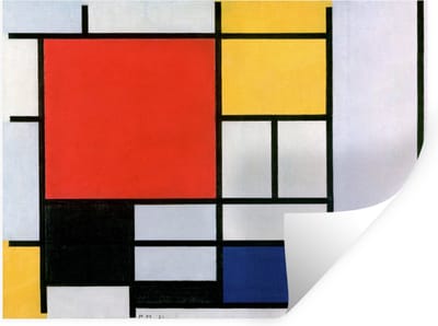 Muurstickers - Sticker Folie - Kunst - Mondriaan - Oude meesters - Compositie 2 - 40x30 cm - Plakfolie - Muurstickers Kinderkamer - Zelfklevend Behang - Zelfklevend behangpapier - Stickerfolie