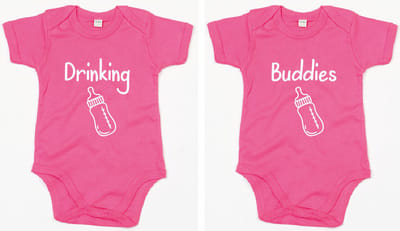 Rompertjes - Drinking Buddies-Fuchsia-6-12 Maanden