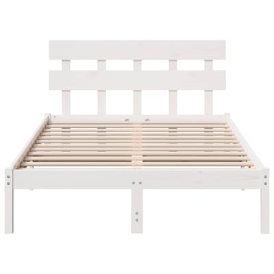 vidaXL - Bedframe - met - hoofdeinde - Wit - 120 - x - 200 - cm - Massief - grenenhout