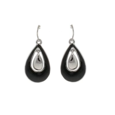 Behave - Oorbellen - Oorhangers - Druppelvorm - Zwart - Zilverkleur - Dames - Elegant & Tijdloos - 3 cm