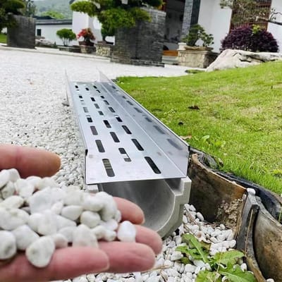 U-vormige afvoergoot - Afwateringssysteem buiten - Efficiënte waterafvoer - Roestvrijstalen deksel - 100x15x15 cm - Zilver
