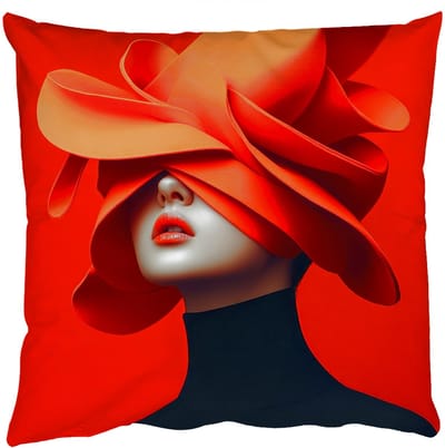 Sierkussens - Kussentjes Woonkamer - 50x50 cm - Oranje - Hoed - Vrouw