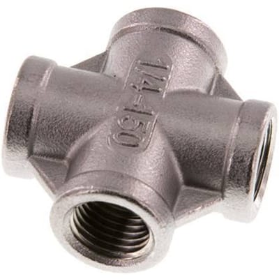 Rp 1/4'' Binnendraad RVS Kruissok 16 Bar