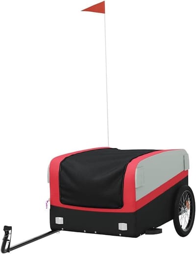 Fietstrailer - Transportkar - Zware Goederen Vervoeren - Stevig Ijzeren Frame - 45 kg Draagvermogen - Zwart Rood