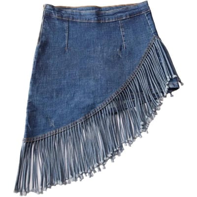 Franjes Denim Rok Hakama Tas Billen Lente en Zomer Koreaanse Versie Nep Tweedelige Gevoerde Shorts L blauw