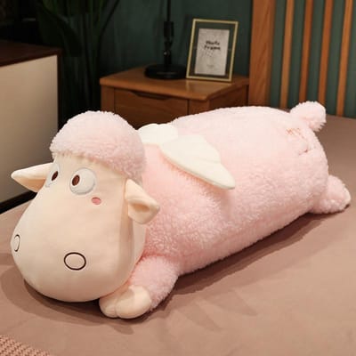 Gevuld Boerenschaap Lam Pluche Speelgoed Kussen Pluche Uniek Zacht Engelenvleugels Lam Dieren Plaid Kussen Hhg Slaapkussen 57-60cm