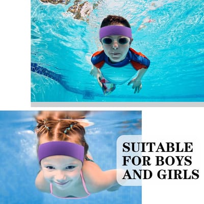 Elastische zwemhoofdband voor kinderen - waterdicht neopreen met klittenband voor gehoorbescherming en haarbeheer - geschikt voor zwemmen, surfen en watersport - maat M (paars)