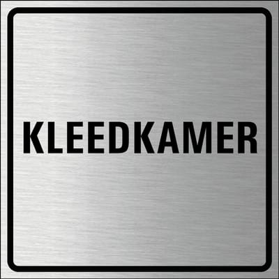 Kleedkamer bordje, geborsteld aluminium 150 x 150 mm