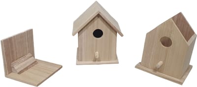 Playwood houten vogelhuis vierkant met afneembaar dak 14x11x17 cm.