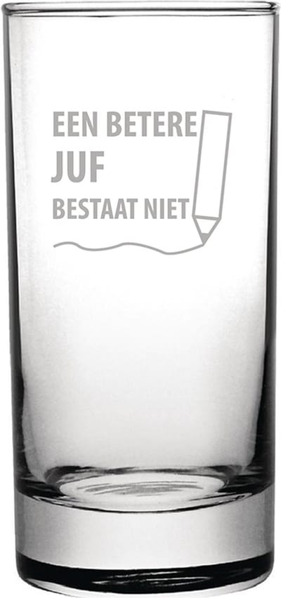 Gegraveerde longdrinkglas 28,5cl een betere juf bestaat niet