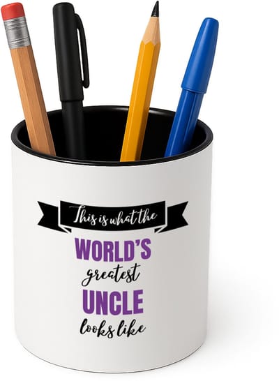 Hacebo® - World's greatest uncle Pennenbakje - Oom - een oom - pennenhouder - verjaardagscadeau - cadeau voor oom - kado - Pennenbakje zwart