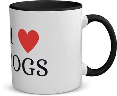 Akyol - i love dogs koffiemok - theemok - zwart - Honden - cadeau honden liefhebber - cadeau - dog lover - 350 ML inhoud