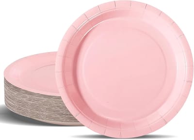 50-delige kartonnen borden, feestborden kinderfeest bordenset 18 cm, partyserviesset, morandi roze wegwerp papieren borden voor afstudeerfeest, oudejaarsavond, kinderverjaardag, verjaardag
