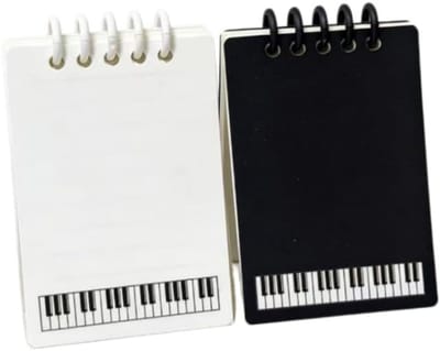 4 Stuks A7 Mini Spiraal Notebooks met Muziek Piano Thema, Verwijderbare Bladen voor Kladblok en Dagboek, Perfect voor Muziekliefhebbers en Creatieve Notities