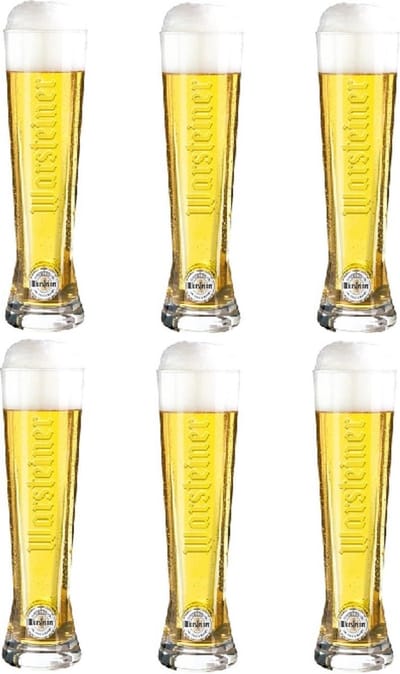 Warsteiner Bierglazen Premium - Set van 6 glazen - Ideaal voor het serveren van bier - Geschikt voor koude dranken - Vaatwasserbestendig - Helder glas - 200 ml - 205 mm hoog - Glaswerk - Bierglazen