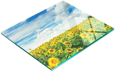 Decoratieve glazen keukensnijplank met zonnebloemmotief, 60x52 cm