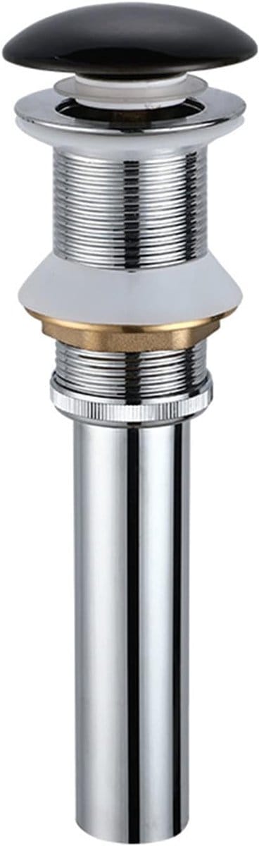 Badkamerafvoer, badkamerafvoer, gootsteenafvoerplug, keramische afdekking, massief koper, veerafvoer, zwarte keramische afvoer B (kleur: zwart keramiek