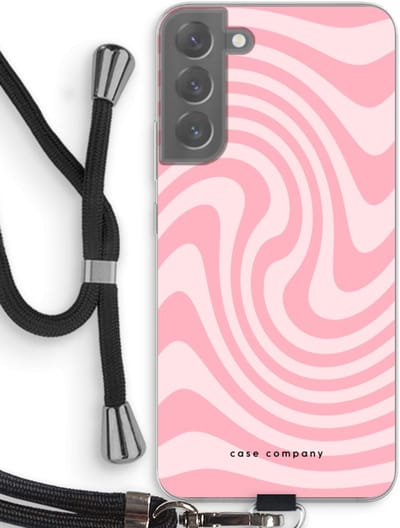 Case Company® - Hoesje met koord geschikt voor Samsung Galaxy S22 Plus hoesje met Koord - Swirl Roos - Telefoonhoesje met Zwart Koord - Bescherming aan alle Kanten en Over de Schermrand