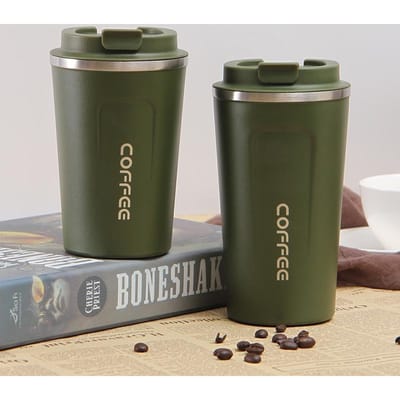 Eenvoudige nieuwe roestvrijstalen koffiekopje met dubbele laag vacuüm vacuüm vacuümbeker auto draagbaar cadeau waterbeker 380ml groen